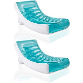 Intex Inflatable Rockin' Lounge Pool Floating Raft Chair with Cupholder (2 Pack)