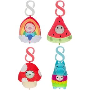 Squishville by Original Squishmallows Style & Play Clips - 4 Pack Mystery Bundle - Clip-On and Link Together - 12 Possibilities Chosen at Random