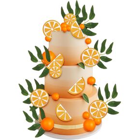 22 Pcs little cutie cupcake toppers Orange Cake Decorations Polymer Clay Orange Balls Leaf Cake Toppers for Little Cutie Baby Shower Tangerine Clementine Fruit Themed Birthday Party Favor Supplies