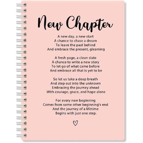 New Chapter Pink Hardcover 160 Pages Blank Spiral Notebooks, New Start New Job Gifts for Coworker, Cheer Up Gifts for Teammate, Job Promotion Gifts for Employee, Farewell Gifts for Colleague