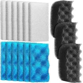 15 Pcs 106/107 Foam Set Compatible with 106/107 Aquarium Filters, Including Blue White Black Foam for Replacement Filter Media Kit