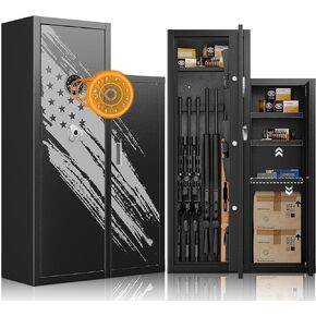 Gun Safe for Rifles and Pistols 8-12 Large Rifle Safe Gun Cabinet and Ammunition Cabinet with Quick-Access Lock Gun Locker with Adjustable Shelf for Handgun Shotgun Ammo