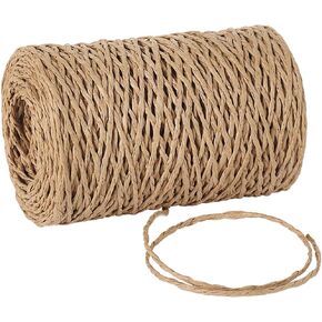 Tenn Well Paper String, 328 Feet 2mm Craft Raffia Ribbon for Gift Wrapping, Natural Raffia Yarn for Crocheting, Crafting, Packing, Christmas Decorations