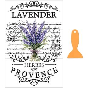 OLYCRAFT 3pcs/Set Lavender Rub on Transfers for Furniture and Craft 12x6 inch Vintage Logo Furniture Decal Lavender HERBES DE Provence Transfer Rub on Decals with 1pc Scraper for Furniture Home Decor