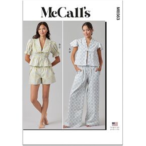 McCall's Misses' Lounge Tops, Pull-on Shorts and Pants Sewing Pattern Packet, Design Code M8563, Sizes XS-S-M-L-XL-XXL, Multicolor