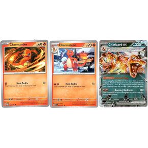 Charizard ex 125/197 Double Rare Tera - Obsidian Flames - Pokemon Evolution 3 Card Lot - Charmander Charmeleon