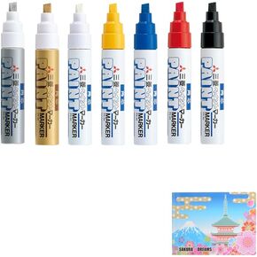 Uni-Paint Oil Based Paint Marker Bold Full Range 7 Colours Bundle Set, Multi surface Marking Pen (PX-30) Broad Point All Colour, Sticky Notes