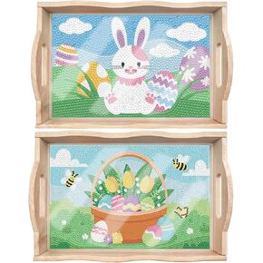 DIY Diamond Tray Diamond Art Painting Creative Design Handmade Wooden Tray Dinner Plate Diamond Art for Coffee Living Room Home Organizer-Flamingo