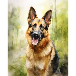QACEYID Paint by Numbers for Adults, German Shepherd Animal Dog, Paint by Numbers on Canvas, DIY Paintwork Drawing Art for Beginner Gift 40x50cm