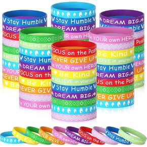 Morcheiong 100 Pieces Motivational Bracelets Bulk Inspirational Silicone Wristbands Unisex Style for Home Office School Activities Supplies