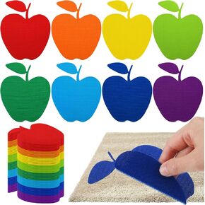 Ireer 48 Pcs 5'' Carpet Markers Spots Apple Shape Carpet Dots for Classroom 8 Colors Floor Dots for Classroom Preschool Kindergarten Daycare Teachers Students Elementary School Supplies