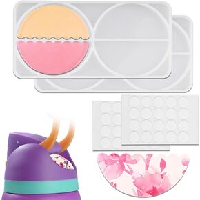 2pcs Nameplate Resin Molds for Owala, 4 Cavities Silicone Name Tag Molds Epoxy Resin with 40pcs Glue Dots Name Plate DIY Making Accessories for Owala Water Bottle 24oz 32oz 40oz