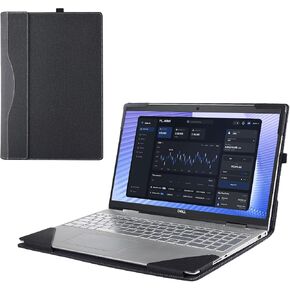 Laptop Cover Case for Dell Precision 3590/3580/3570/3560 15 inch [not Compatible with Any Other Model] .2-in-1 PU Leather Detachable Notebook Sleeve Computer Bag Protective (Black)