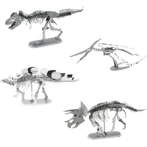 Metal Earth Fascinations 3D Metal Model Kits Set of 4 Dinosaurs - T-Rex, Stegosaurus, Triceratops and Pteranodon
