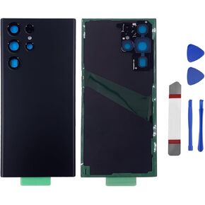 Galaxy S22 Ultra Back Glass Replacement Housing Door with Camera Glass Lens and Tape Parts Replacement for Samsung Galaxy S22 Ultra 5G SM-908 + Tools (Black) in Kuwait