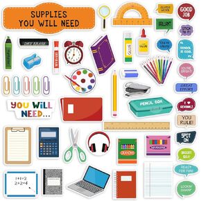 50 Pcs Supplies You Will Need Bulletin Board Set Classroom Bulletin Cutouts Motivational Bulletin Board Decorations for Teacher School Whiteboard Classroom Supplies
