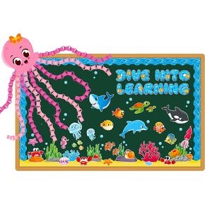 104pcs Under The Sea Classroom Bulletin Board Decorations - Ocean Animal Paper Cutouts Set, Welcome Poster for Schools, Birthday, Summer Beach Decor