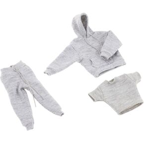Yiju 3X 1:12 Man's Sweatshirt Outfit,1/12 Scale Figure Doll Clothes,Pants+Hoody Outfit Costume for 6 inch Action Figure Clothes Toy in Kuwait