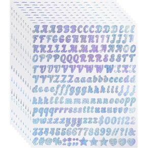 10 Sheets Letter Number Stickers, 1/2 Inch Self-Adhesive Vinyl Alphabet Numbers Sticker for Scrapbooking, Decor, Craft and DIY, Silver