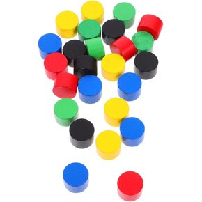 20Pcs Mini Wooden Cylinder Chess Pieces for Board Game Checkers - Colorful Wood Toy Accessories for Kids