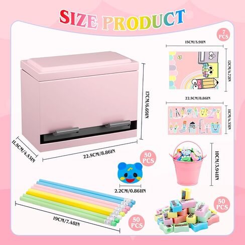 159pcs موزع قلم رصاص للفصول الدراسية ، مجموعة موزع القلم الرصاص مع أقلام رصاص محو المضيق ملصقات دلو المعدن ، حامل القلم لمدرس الفصل الدراسي in Kuwait