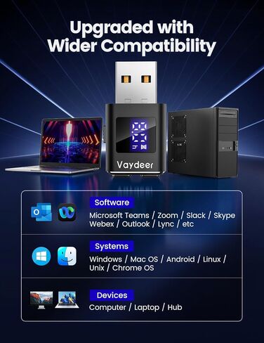 Vaydeer Mini Metal Mouse Jiggler, Made of Premium Aluminum Alloy, Longer Life Span, Plug and Play, 100% Undetectable, 3 Natural and Random Tracks, USB Mouse Mover to Boost Your Productivity in Saudi Arabia