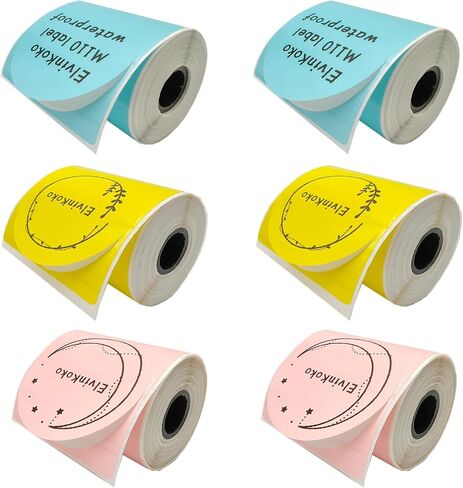 ملصقات 6Rolls M110thermal Round1.96 （50 مم） ملصق دائرة مقاومة للماء لـ E210 P50 P1 DP30S M220Labels Mix1 in Kuwait