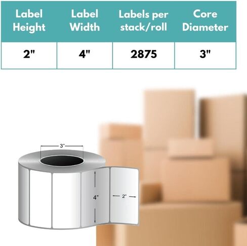 PSBM Direct Thermal Labels, 4x2 Inch, 4 Rolls, 2875 Labels/Roll, 3 Inch Core, Perforated, Works with Zebra, Sato, Datamax, Intermex, Honeywell and Many Other Label Printers in Saudi Arabia