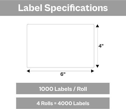 PSBM Direct Thermal Labels, 4x2 Inch, 4 Rolls, 2875 Labels/Roll, 3 Inch Core, Perforated, Works with Zebra, Sato, Datamax, Intermex, Honeywell and Many Other Label Printers in Saudi Arabia