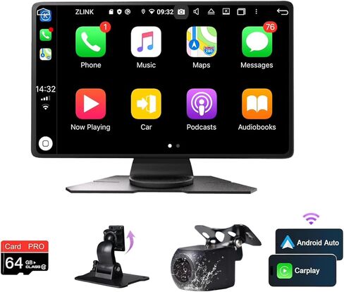 شاشة Carplay لاسلكية مقاس 10.26 بوصة للسيارة - متوافقة مع Apple Carplay المحمول وAndroid Auto، شاشة تشغيل السيارة مع كاميرا احتياطية، بلوتوث، ملاحة GPS، وصلة مرآة، تناسب جميع المركبات in Saudi Arabia