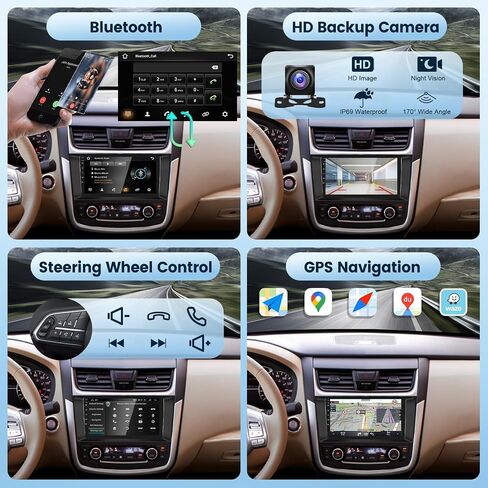 ستيريو راديو السيارة 2G+64G لسيارة Nissan Altima 2013-2018 مع CarPlay Android Auto، وحدة رأس شاشة تعمل باللمس 9 بوصة Android 13، نظام HiFi Audio GPS Navigation WiFi Bluetooth SWC HD كاميرا احتياطية in Saudi Arabia