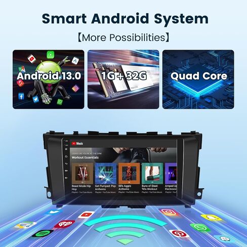 2G+64G Car Radio Stereo for Nissan Altima 2013-2018 with Wireless CarPlay Android Auto, 9 Inch Android 13 Touch Screen Head Unit, HiFi Audio GPS Navigation WiFi Bluetooth SWC HD Backup Camera in Saudi Arabia