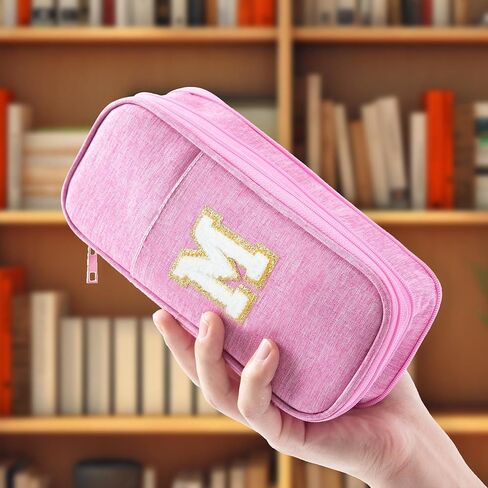 Large Capacity Pink Pencil Case, Cute Pencil Case Pencil Pouch with Zipper For Girls Women, Expandable Preppy Pencil Bag Large Storage High Capacity Bag Organizer for School Home Office Supplies, A in Kuwait