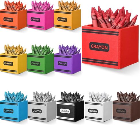 Sherr 12 Pack Crayon Organizer Holder Wooden Colored Pen Holder Crayon Dispenser Marker Storage Organizer Back to School Storage Caddy Case Art Craft Supply for Classroom (1.97 x 2.36 x 2.36 Inches) in Saudi Arabia