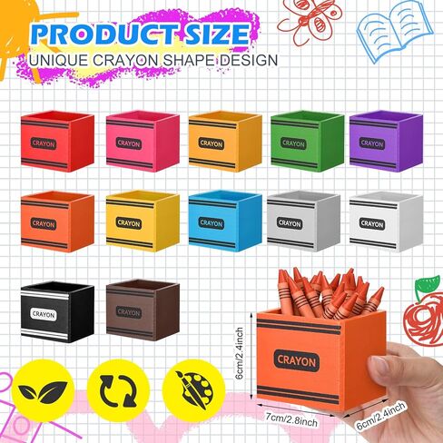 Sherr 12 Pack Crayon Organizer Holder Wooden Colored Pen Holder Crayon Dispenser Marker Storage Organizer Back to School Storage Caddy Case Art Craft Supply for Classroom (1.97 x 2.36 x 2.36 Inches) in Saudi Arabia
