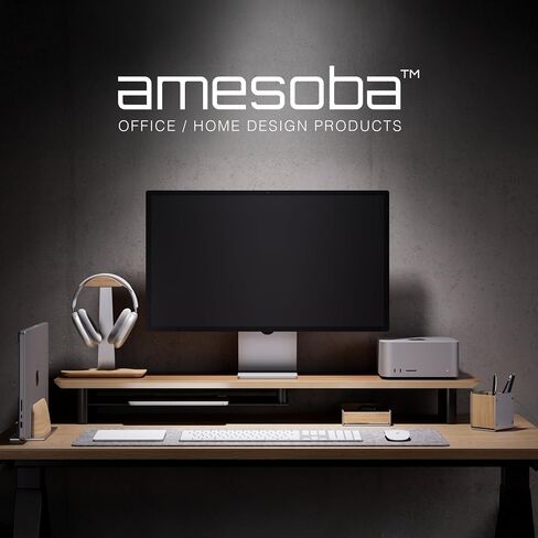 Large Wood Desk Shelf / Dual Monitor Stand / Computer Monitor Riser Desk Stand / Wooden monitor stand for desk 2 monitors (Dark Walnut) in Saudi Arabia