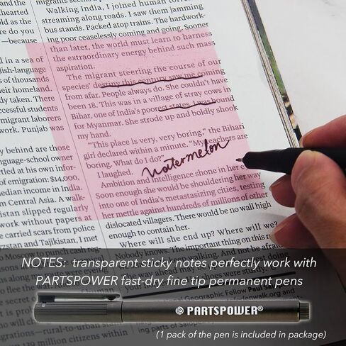 Jewel Tone Transparent Sticky Notes, PARTSPOWER 4 Packs 3X3 Inch Super See Through Annotating Sticky Notes for Annotating, Bible Journaling Supplies, Office School Supplies - Flipped Hearts in Kuwait