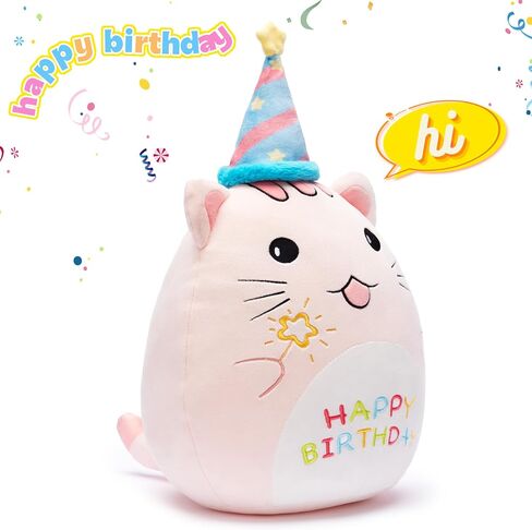 Original 15.5-Inch Happy Birthday Giraffe Plush Pillow Stuffed Animal Toy,Big Size Cute Soft Fat Hugging Cuddle Huggable Plushie,Gift for Kids in Saudi Arabia