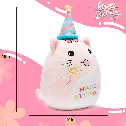 Original 15.5-Inch Happy Birthday Giraffe Plush Pillow Stuffed Animal Toy,Big Size Cute Soft Fat Hugging Cuddle Huggable Plushie,Gift for Kids in Saudi Arabia