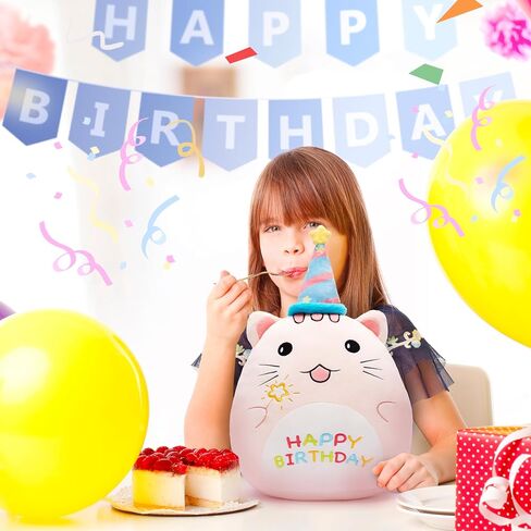 Original 15.5-Inch Happy Birthday Giraffe Plush Pillow Stuffed Animal Toy,Big Size Cute Soft Fat Hugging Cuddle Huggable Plushie,Gift for Kids in Saudi Arabia