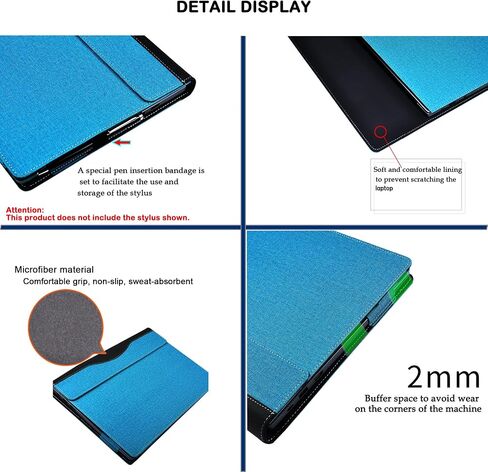 غطاء حالة الكمبيوتر المحمول لـ 16 بوصة 2024 New Dell Inspiron 16 Plus 7640 ومتوافق مع Dell Inspiron 16 5635 5630 كمبيوتر محمول كمبيوتر ، ملحق PU Leather Detector Capitory (Sky Blue) in Kuwait
