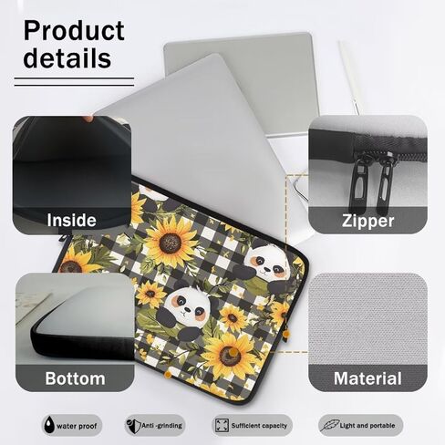 Black Brown Cow Print 15 Inch Laptop Sleeve Shockproof Slim Tablet Carrying Case Bag Easy to Carry in Kuwait