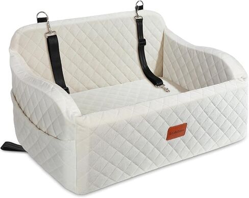 مقعد سيارة كبير للكلاب يصل وزنه إلى 55 رطلاً، مزود بمقودين آمنين قابلين للتعديل، سرير سيارة للكلاب لكلبين صغيرين، مقعد سيارة للحيوانات الأليفة قابل للفصل والغسل بالكامل، سهل التركيب (أسود/رمادي، كبير) in Kuwait