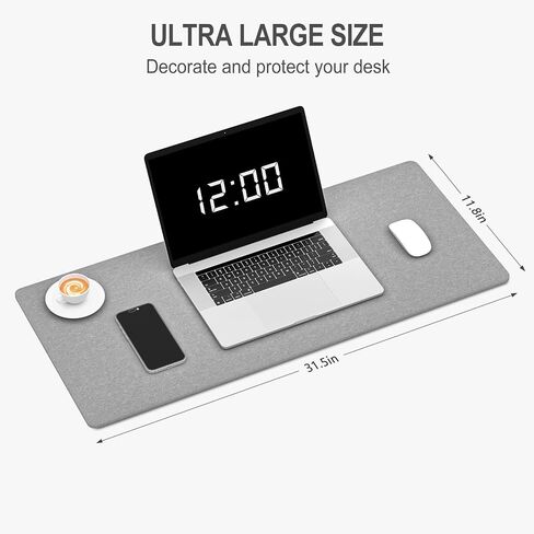 Auhoahsil Felt Desk Mat, Minimalist Large Mouse Pad XL 31.5 x 11.8 in, Desk Matt for Desktop, Keyboard, Laptop, Computer, Office, Work from Home, Gaming, Light Gray in Saudi Arabia