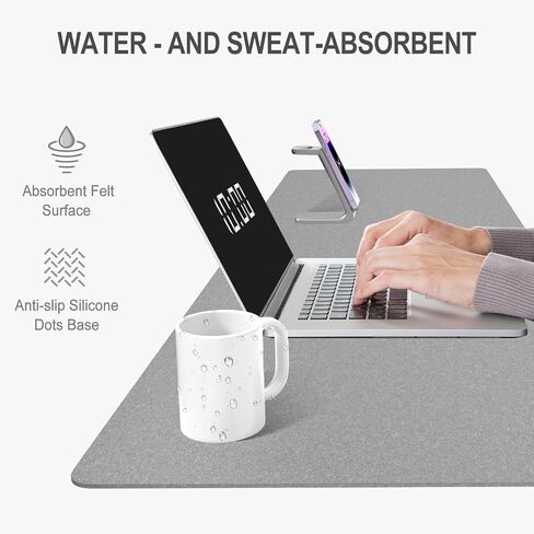 Auhoahsil Felt Desk Mat, Minimalist Large Mouse Pad XL 31.5 x 11.8 in, Desk Matt for Desktop, Keyboard, Laptop, Computer, Office, Work from Home, Gaming, Light Gray in Saudi Arabia
