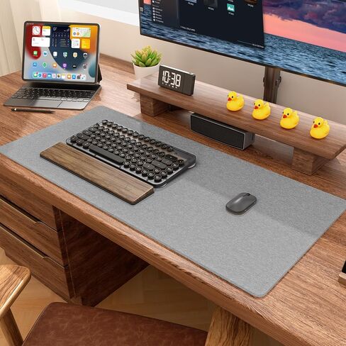 Auhoahsil Felt Desk Mat, Minimalist Large Mouse Pad XL 31.5 x 11.8 in, Desk Matt for Desktop, Keyboard, Laptop, Computer, Office, Work from Home, Gaming, Light Gray in Saudi Arabia