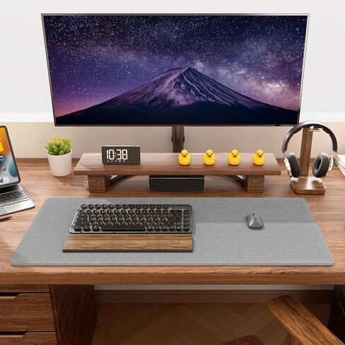 Auhoahsil Felt Desk Mat, Minimalist Large Mouse Pad XL 31.5 x 11.8 in, Desk Matt for Desktop, Keyboard, Laptop, Computer, Office, Work from Home, Gaming, Light Gray in Saudi Arabia