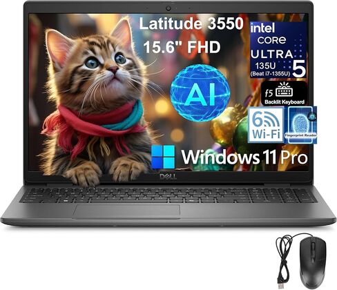 كمبيوتر محمول Dell Latitude 3550 15 مقاس 15.6 بوصة FHD Business AI، Intel Ultra 5 125U (Beat i7-1355U)، ذاكرة الوصول العشوائي DDR5 سعة 16 جيجابايت، 1 تيرابايت PCIe SSD، WiFi 6، لوحة مفاتيح بإضاءة خلفية، قارئ بصمات الأصابع، Windows 11 Pro in Saudi Arabia