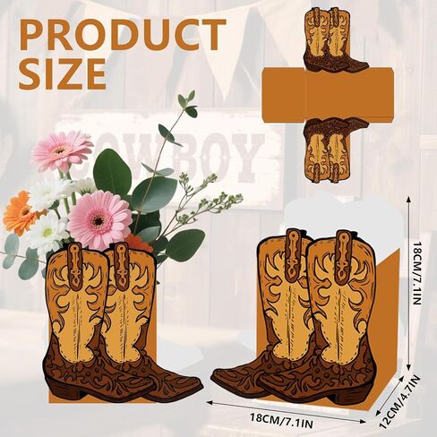 12 Pcs Cowboy Boots Flower Boxes Boot Centerpieces for Tables Cowboy Boot Vase Party Decorations for Western Theme Cowboy Birthday Baby Shower Wedding Party Supplies in Saudi Arabia