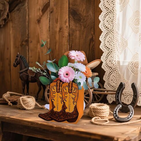 12 Pcs Cowboy Boots Flower Boxes Boot Centerpieces for Tables Cowboy Boot Vase Party Decorations for Western Theme Cowboy Birthday Baby Shower Wedding Party Supplies in Saudi Arabia